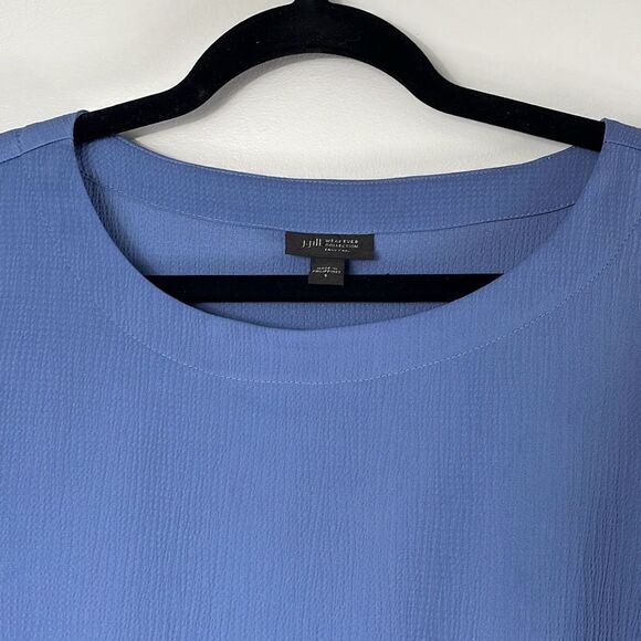 J. Jill blue long tunic 3/4 sleeves side vents boat neck simple textured S - Picture 4 of 10